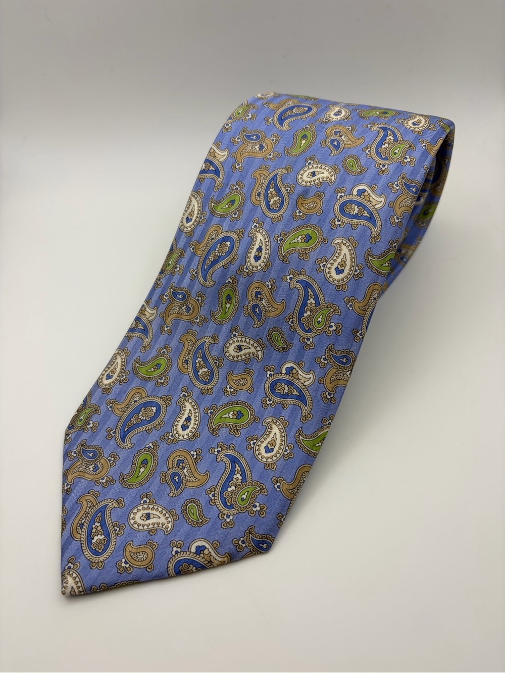 Brioni 100% Silk Tie Blue Paisley Handmade Italy Luxury Designer Necktie 3.5”